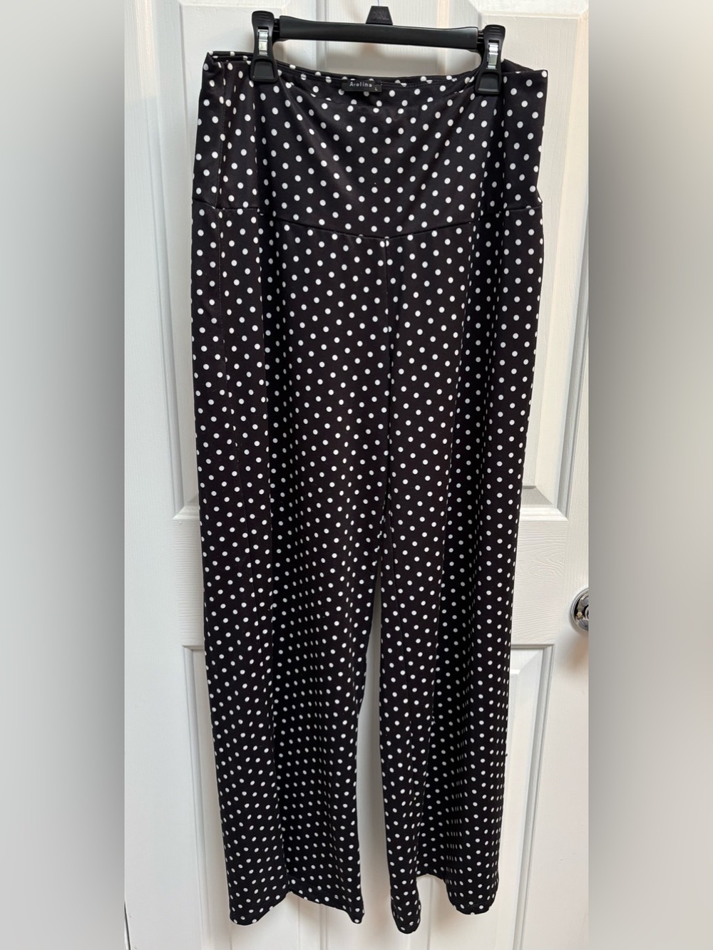 Polka Dot Wide-Leg Pants - Black/White